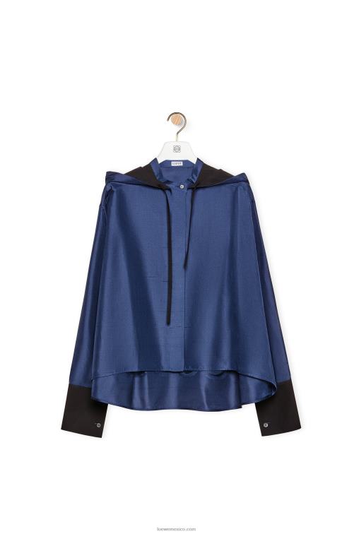 azul medianoche camisa con capucha de seda Loewe R8J8Z921 mujer