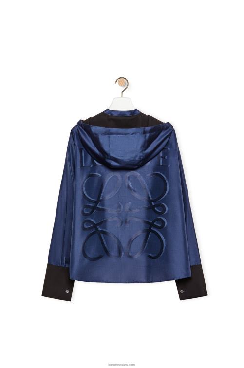 azul medianoche camisa con capucha de seda Loewe R8J8Z921 mujer