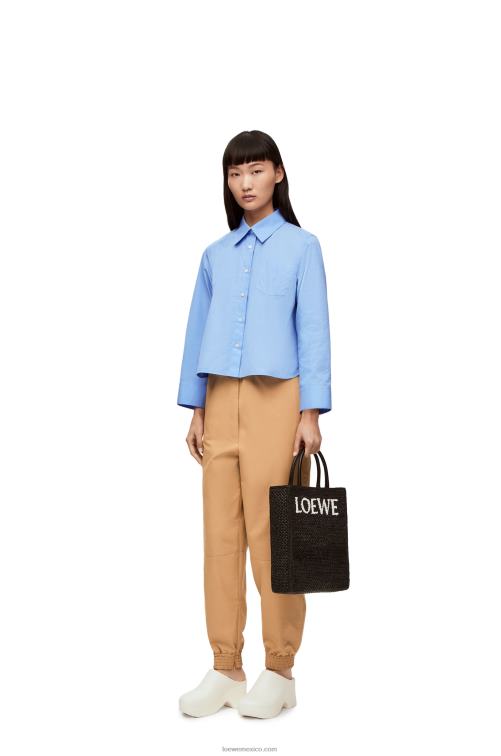 bebe azul Camisa trapecio con anagrama de popelina de algodón Loewe R8J8Z898 mujer