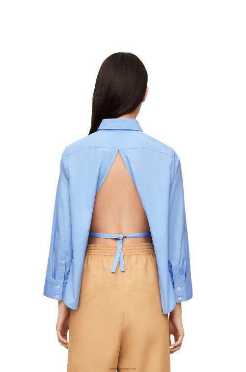 bebe azul Camisa trapecio con anagrama de popelina de algodón Loewe R8J8Z898 mujer