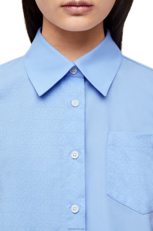 bebe azul Camisa trapecio con anagrama de popelina de algodón Loewe R8J8Z898 mujer