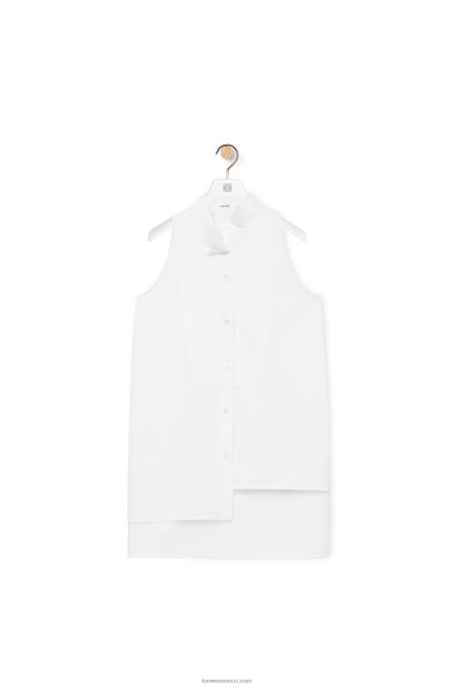 blanco camisa asimétrica de algodón Loewe R8J8Z858 mujer