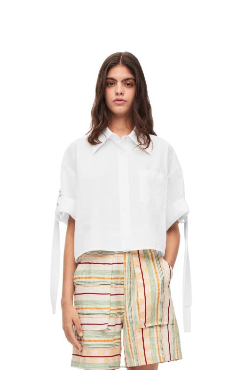 blanco camisa corta de trabajo de algodón Loewe R8J8Z877 mujer