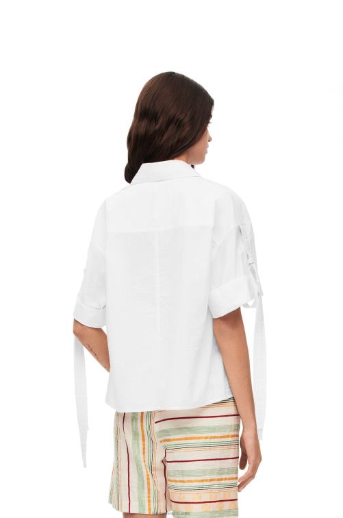 blanco camisa corta de trabajo de algodón Loewe R8J8Z877 mujer