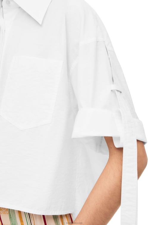 blanco camisa corta de trabajo de algodón Loewe R8J8Z877 mujer