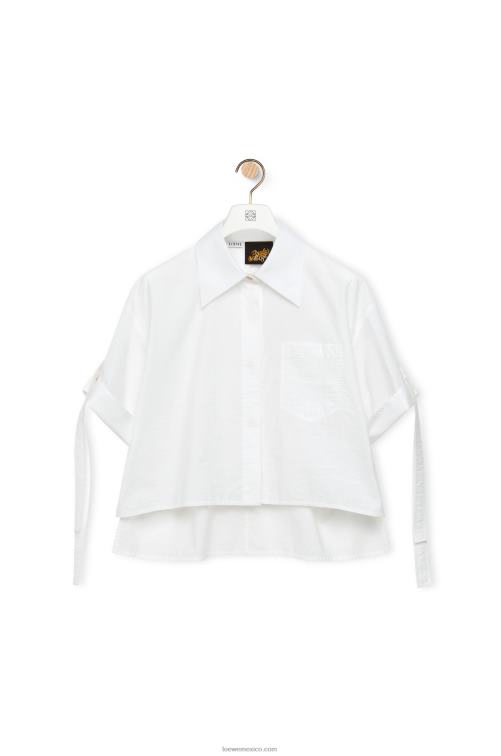 blanco camisa corta de trabajo de algodón Loewe R8J8Z877 mujer