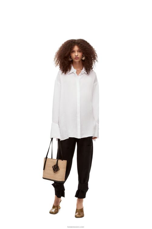 blanco camisa deconstruida de lino Loewe R8J8Z866 mujer