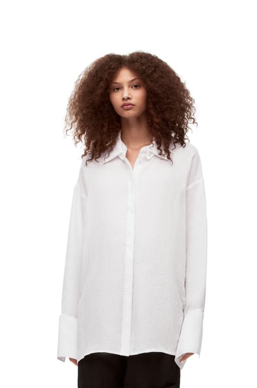 blanco camisa deconstruida de lino Loewe R8J8Z866 mujer