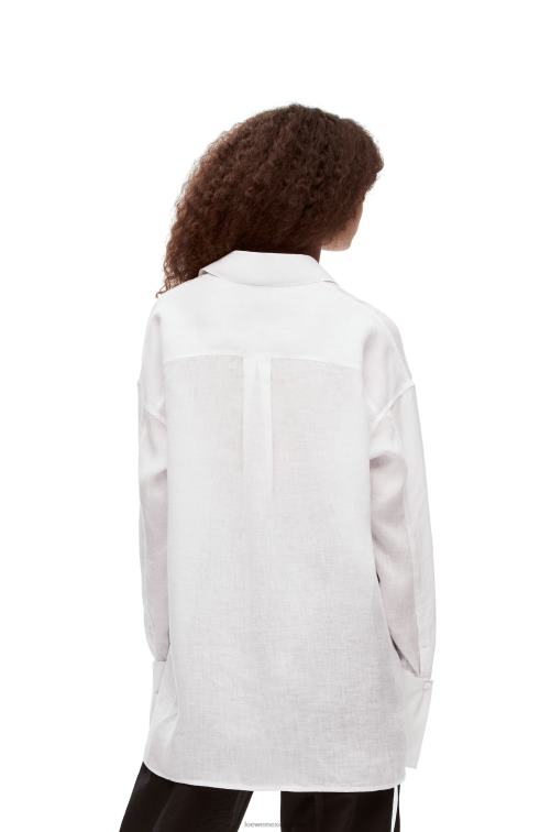 blanco camisa deconstruida de lino Loewe R8J8Z866 mujer