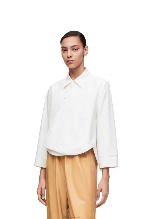 blanco camisa trapecio acolchada de popelina de algodón Loewe R8J8Z893 mujer