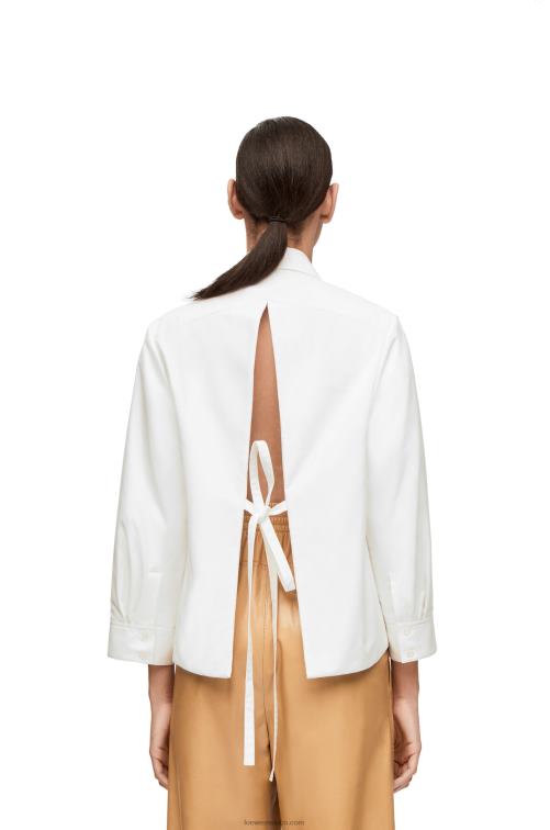 blanco camisa trapecio acolchada de popelina de algodón Loewe R8J8Z893 mujer