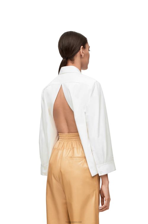 blanco camisa trapecio acolchada de popelina de algodón Loewe R8J8Z893 mujer