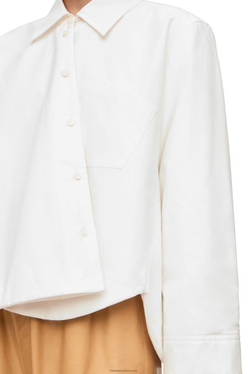 blanco camisa trapecio acolchada de popelina de algodón Loewe R8J8Z893 mujer