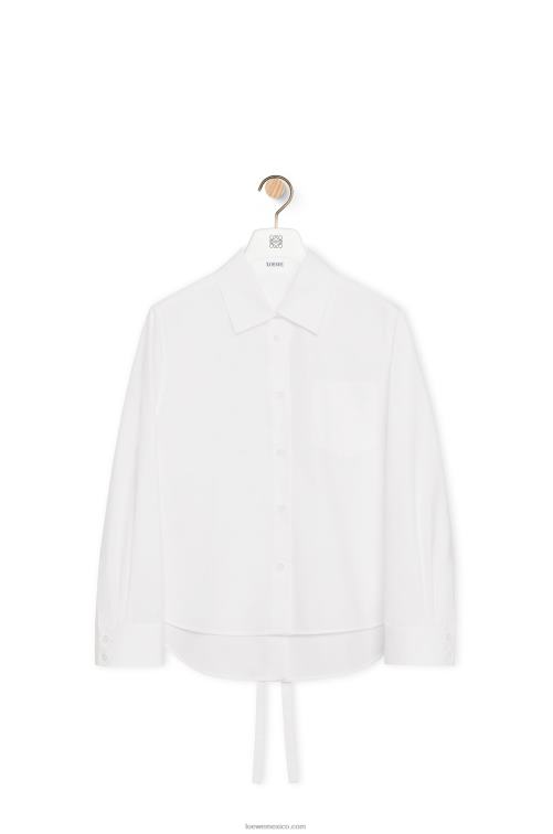 blanco camisa trapecio de popelina de algodón Loewe R8J8Z900 mujer