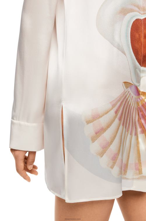 blanco/multicolor camisa maruja mallo de seda Loewe R8J8Z855 mujer