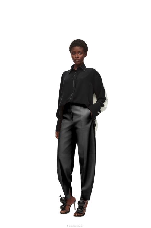 blanco negro camisa túnica de seda Loewe R8J8Z935 mujer