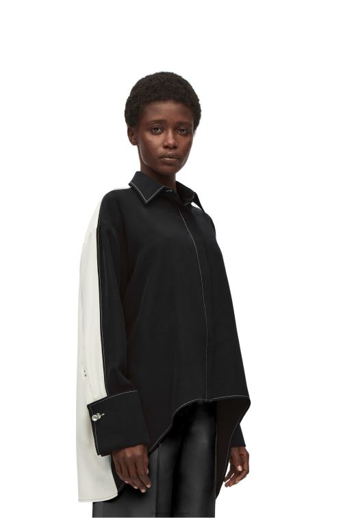 blanco negro camisa túnica de seda Loewe R8J8Z935 mujer