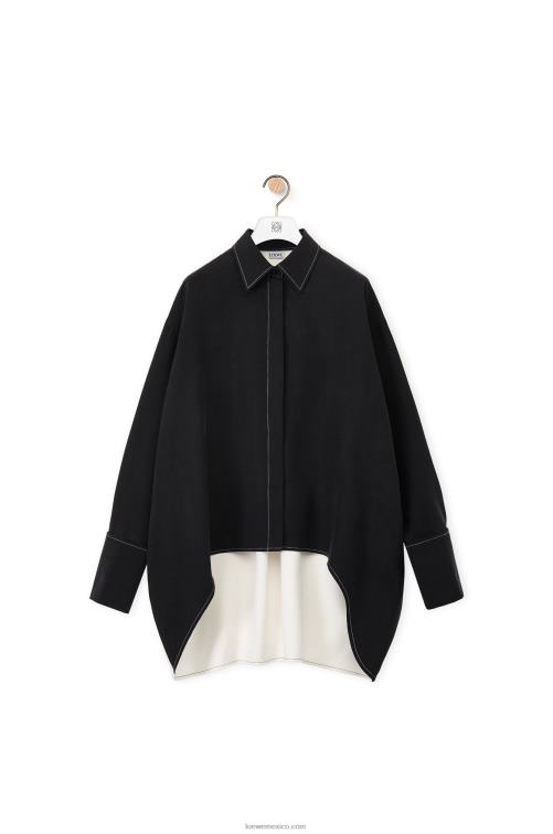 blanco negro camisa túnica de seda Loewe R8J8Z935 mujer