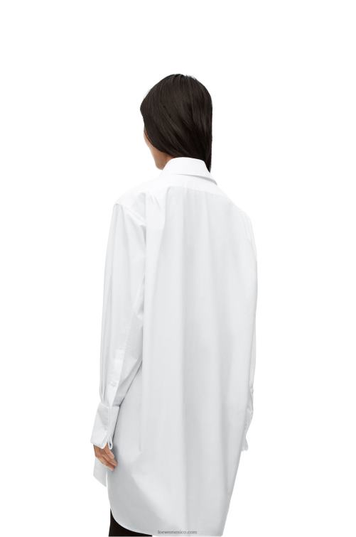 blanco plastrón camisa de algodón Loewe R8J8Z931 mujer