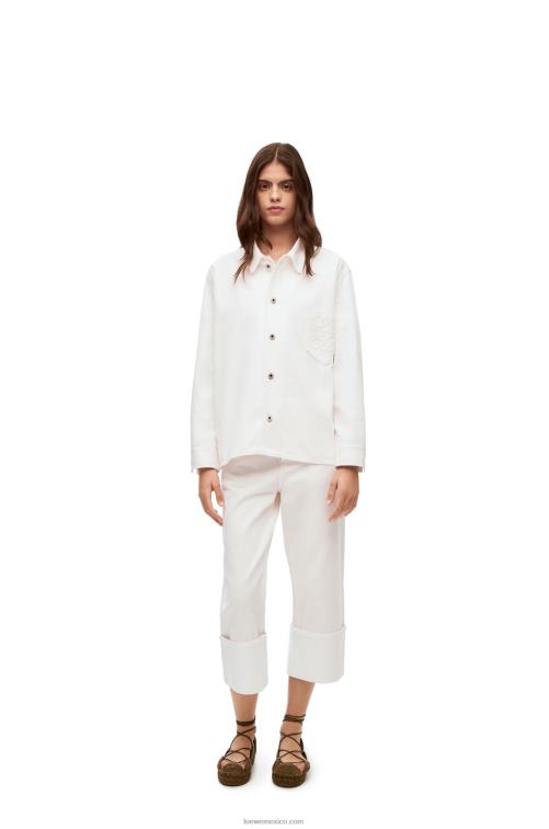 blanco sobrecamisa vaquera con anagrama Loewe R8J8Z876 mujer