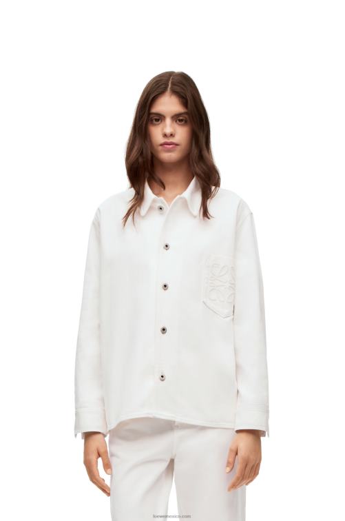 blanco sobrecamisa vaquera con anagrama Loewe R8J8Z876 mujer