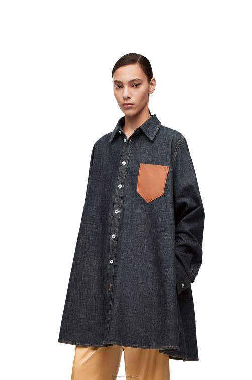 mezclilla azul sobrecamisa trapecio en denim Loewe R8J8Z896 mujer