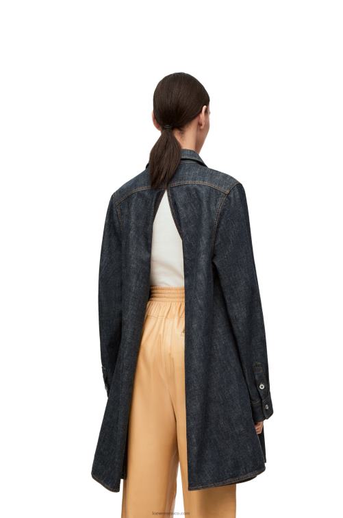 mezclilla azul sobrecamisa trapecio en denim Loewe R8J8Z896 mujer