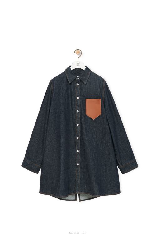 mezclilla azul sobrecamisa trapecio en denim Loewe R8J8Z896 mujer