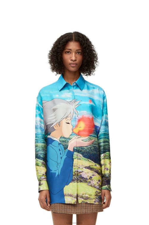 multicolor camisa calcifer de seda Loewe R8J8Z942 mujer