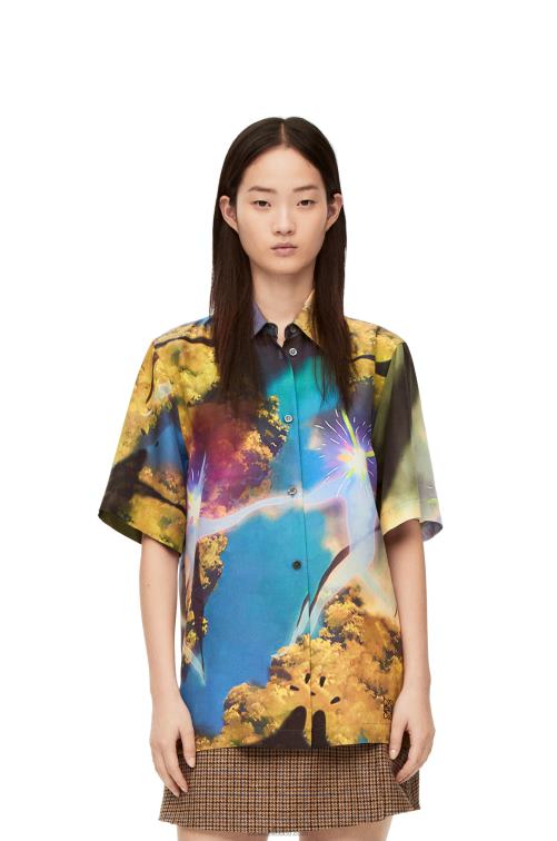 multicolor camisa cielo mágico en seda Loewe R8J8Z946 mujer