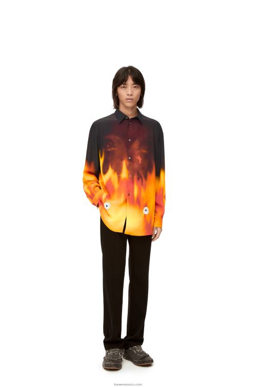 naranja multitono camisa calcifer de viscosa Loewe R8J8Z941 mujer