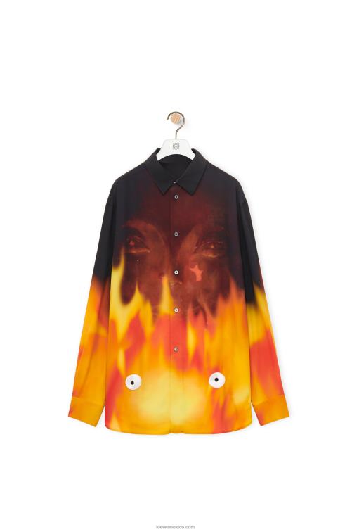 naranja multitono camisa calcifer de viscosa Loewe R8J8Z941 mujer