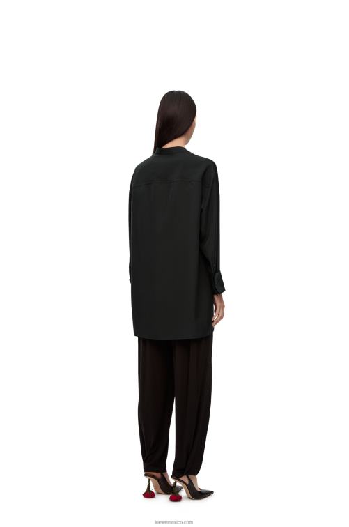 negro camisa asimétrica de seda Loewe R8J8Z926 mujer