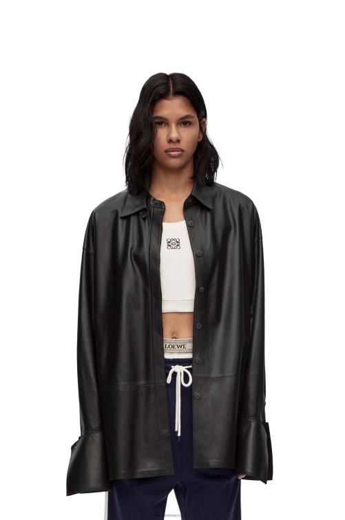 negro camisa deconstruida de piel de cordero napa Loewe R8J8Z887 mujer