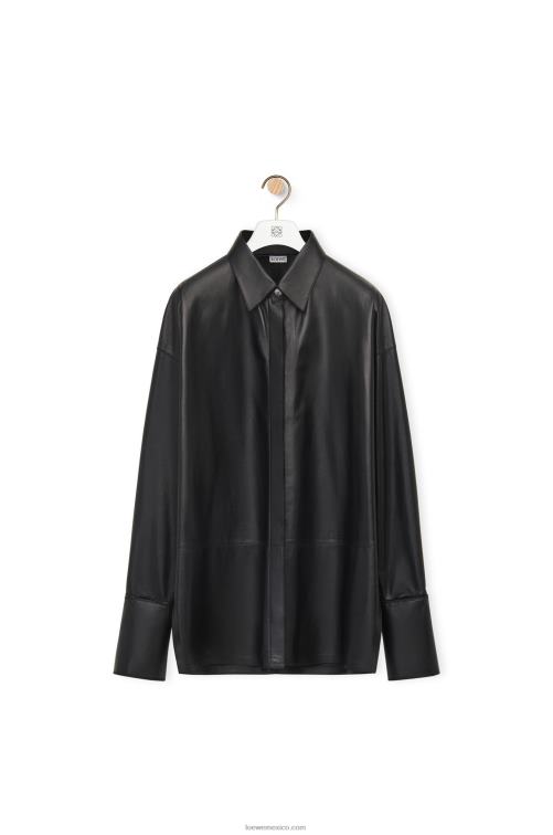 negro camisa deconstruida de piel de cordero napa Loewe R8J8Z887 mujer
