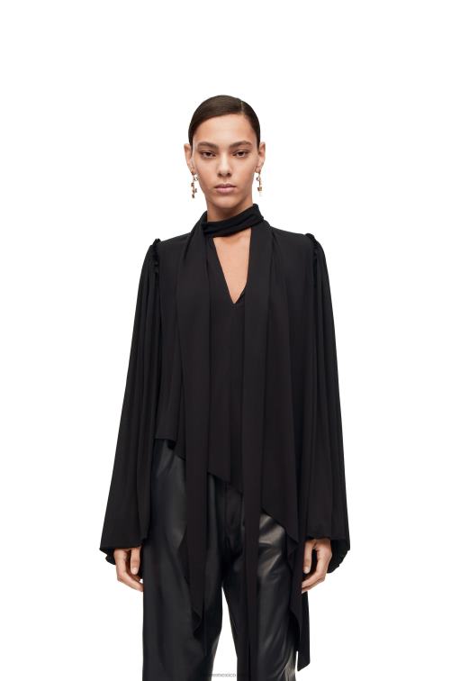 negro top asimétrico de jersey de crepé de viscosa Loewe R8J8Z881 mujer
