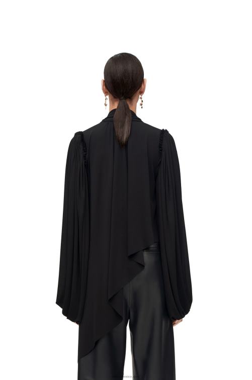negro top asimétrico de jersey de crepé de viscosa Loewe R8J8Z881 mujer