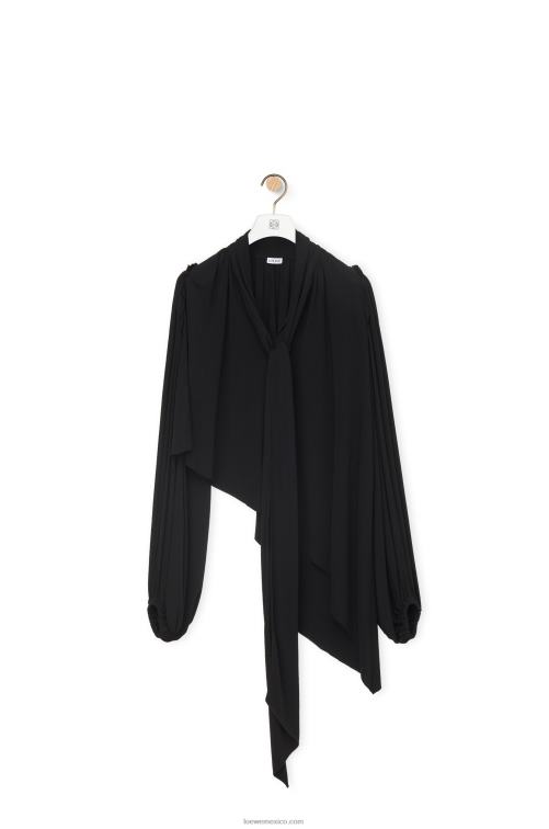negro top asimétrico de jersey de crepé de viscosa Loewe R8J8Z881 mujer