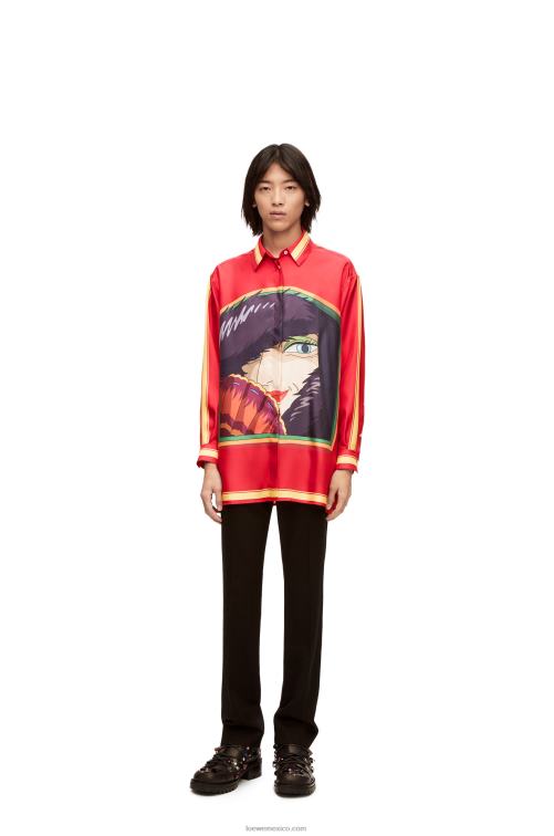 rosa/amarillo camisa bruja de los residuos en seda Loewe R8J8Z943 mujer