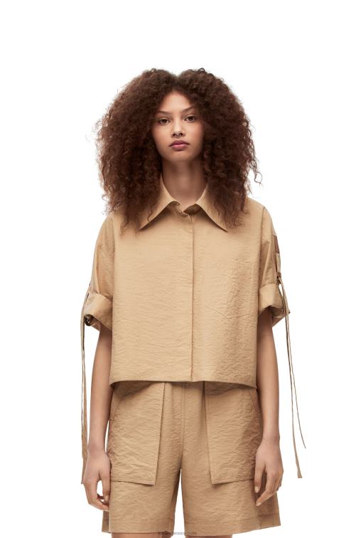 taos gris pardo camisa corta de trabajo de algodón Loewe R8J8Z864 mujer