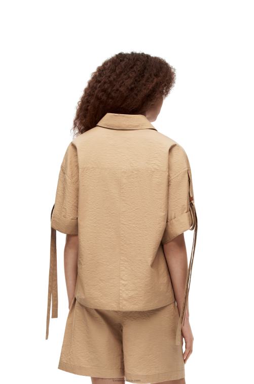 taos gris pardo camisa corta de trabajo de algodón Loewe R8J8Z864 mujer