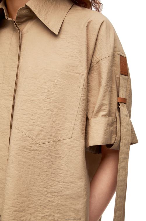 taos gris pardo camisa corta de trabajo de algodón Loewe R8J8Z864 mujer