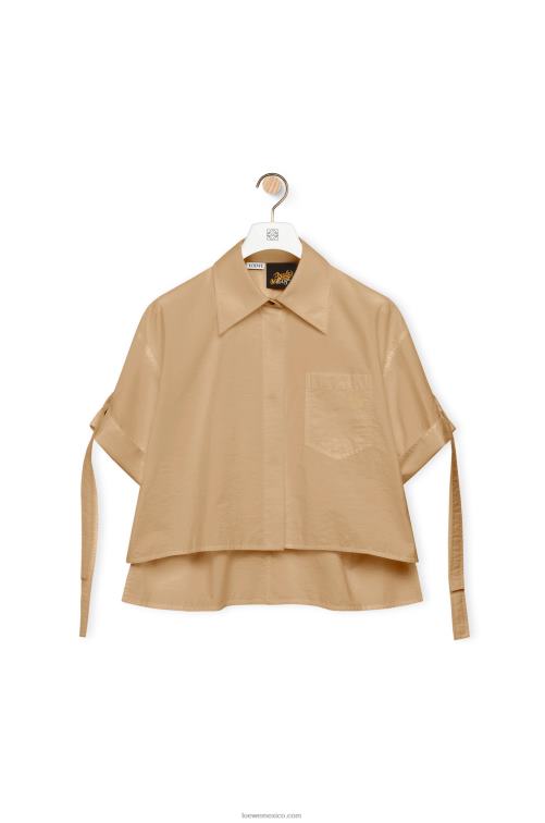 taos gris pardo camisa corta de trabajo de algodón Loewe R8J8Z864 mujer