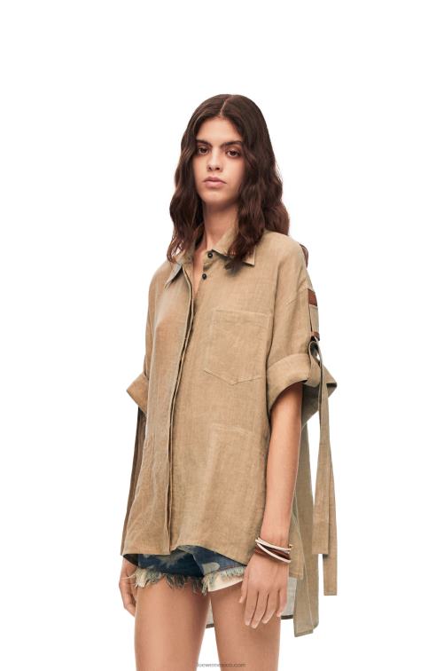 taos gris pardo camisa de trabajo de lino Loewe R8J8Z863 mujer