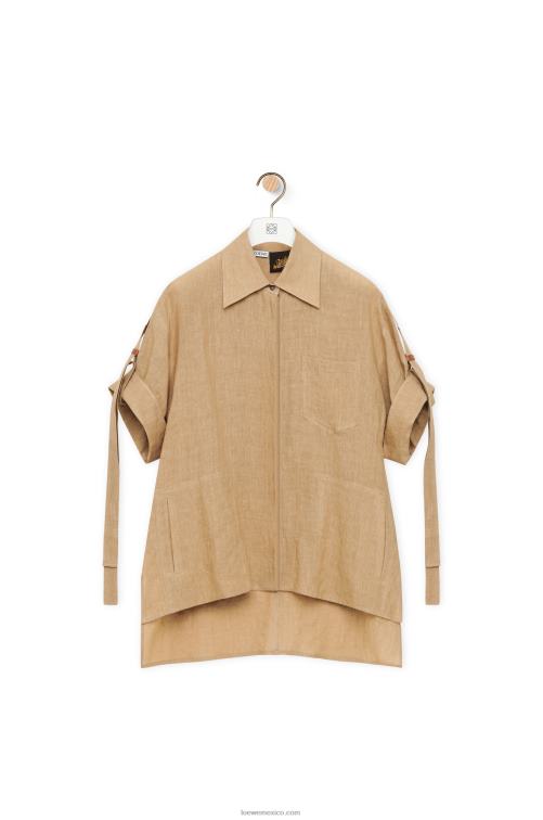 taos gris pardo camisa de trabajo de lino Loewe R8J8Z863 mujer