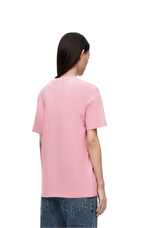 Rosa brillante camiseta con conejito de algodón Loewe R8J8Z808 mujer