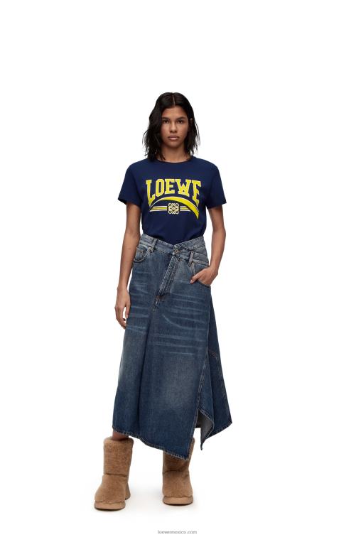 azul profundo camiseta de algodón Loewe R8J8Z837 mujer