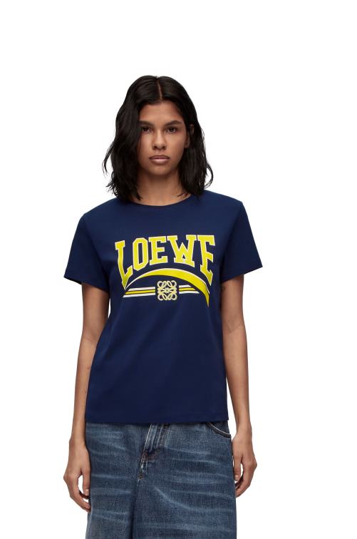 azul profundo camiseta de algodón Loewe R8J8Z837 mujer