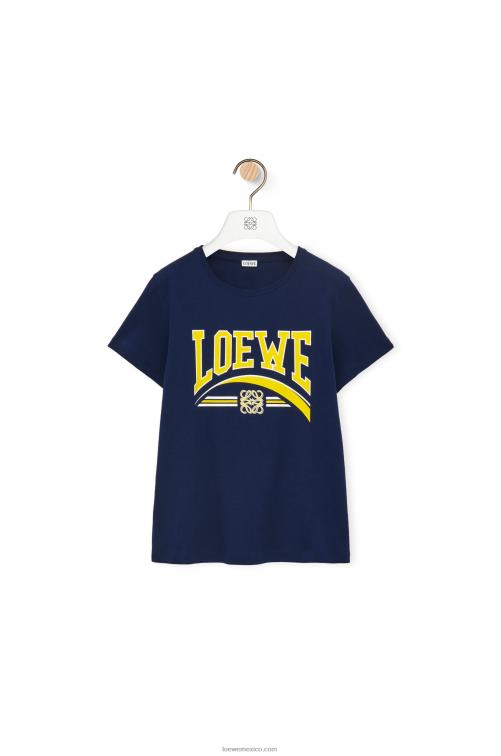 azul profundo camiseta de algodón Loewe R8J8Z837 mujer