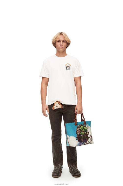 blanco Camiseta de algodón con anagrama heen Loewe R8J8Z845 mujer